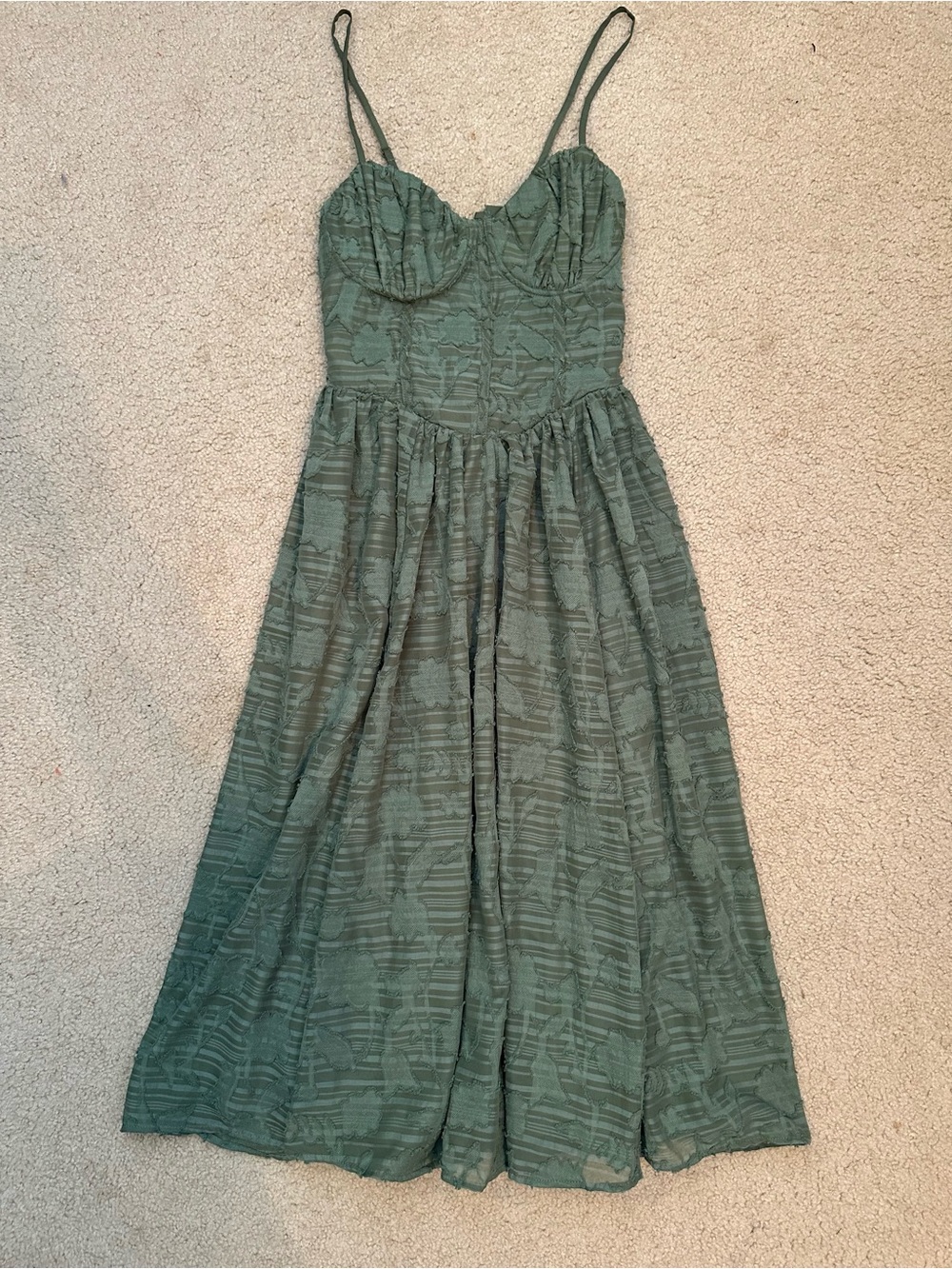 Jessica Simpson Olive Green Maxi Dress with Spaghetti Straps